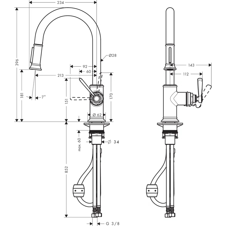 AXOR Montreux Pull Down Kitchen Faucet