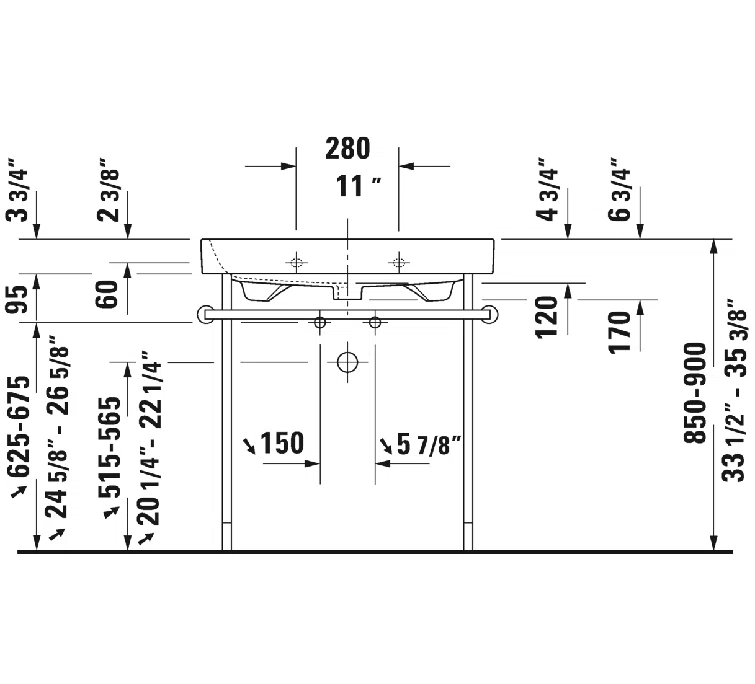 Happy D.2 Ceramic 32" Wall Mount Bathroom Sink with Overflow