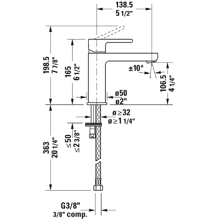 B.2 Single Hole Bathroom Faucet