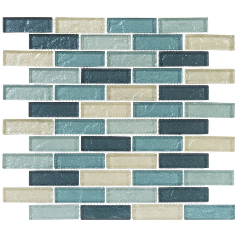 Andova Pristine 1" x 3" Glass Tile Mosaic Sheet Kitchen Backsplash, Bathroom, Shower, Pool, Wall and Floor Tile