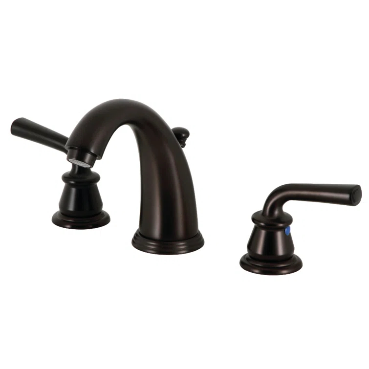 Kingston Brass Restoration Two-Handle 3-Hole Deck Mount Widespread Bathroom Faucet with Retail Pop-Up Drain
