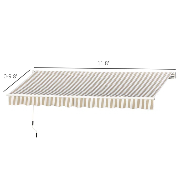 Outsunny 2'' Polyester Beige Cover Retractable Patio Awning