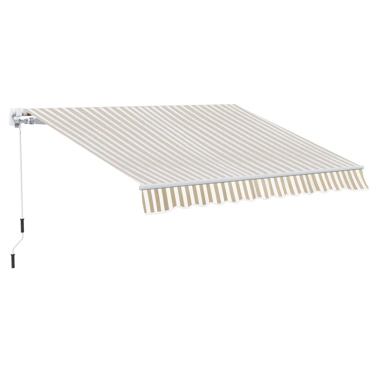 Outsunny 2'' Polyester Beige Cover Retractable Patio Awning