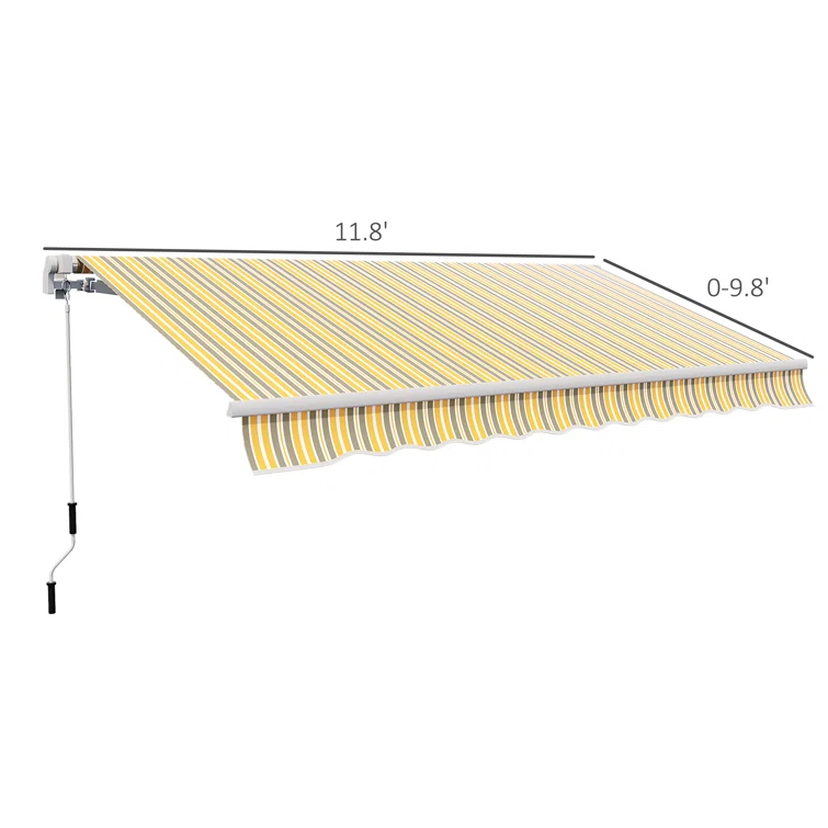 Outsunny 2'' Polyester Beige Cover Retractable Patio Awning