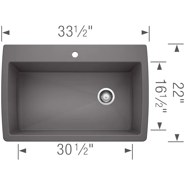 Diamond SILGRANIT 33.5" L x 22" W Super Single Drop-in/Undermount Kitchen Sink