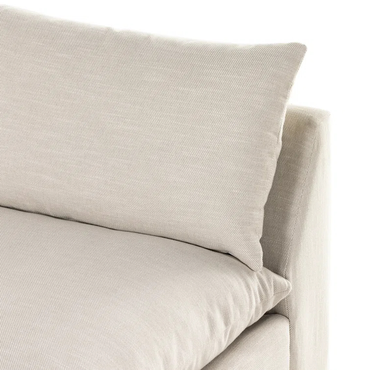 Ashby Oatmeal Armless Sofa with Espresso Wood Base