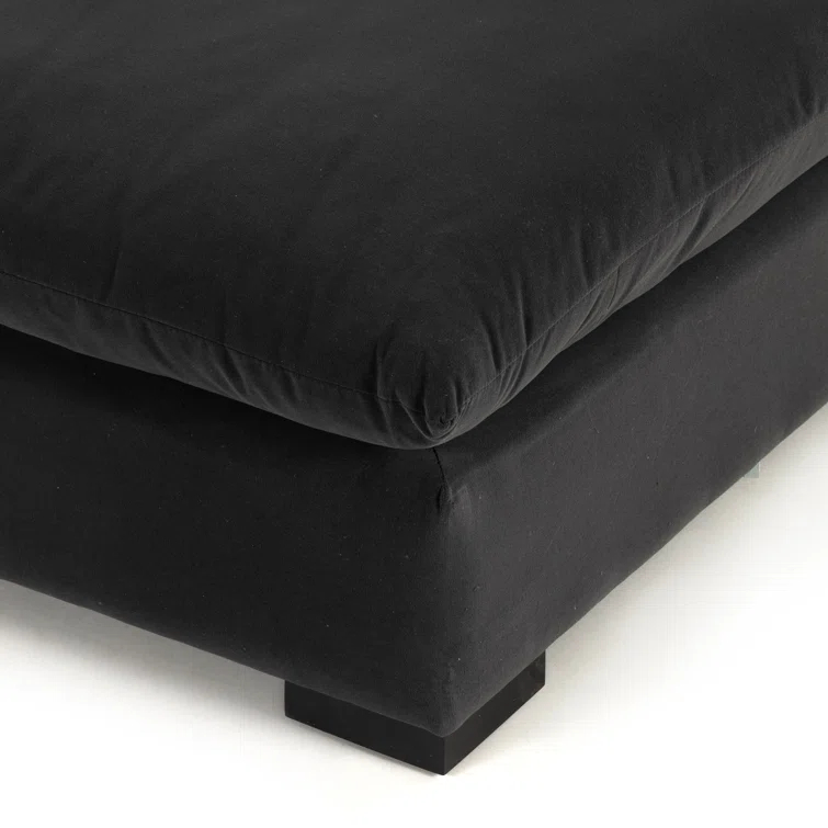 Henry Charcoal Armless Sofa with Espresso Solid Wood Base