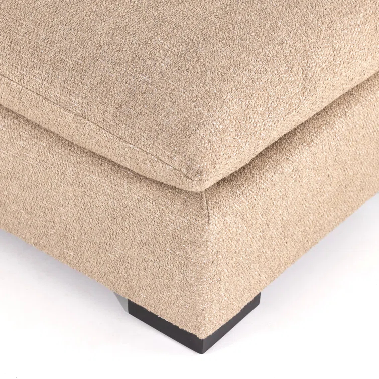 Heron Sand Armless Fabric Sofa with Wood Frame