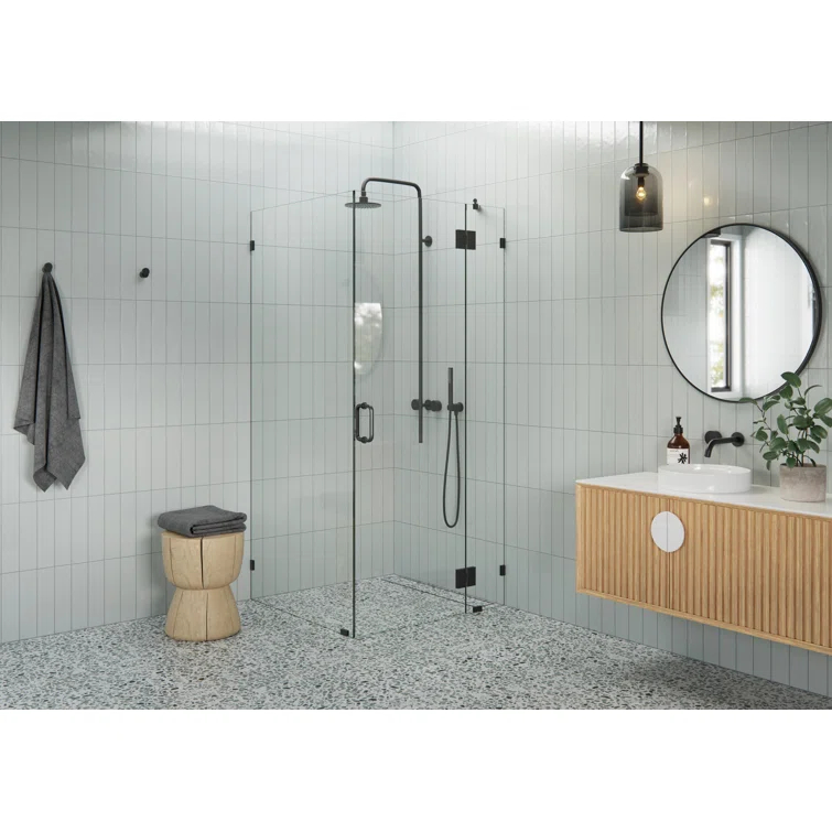 Halo 34.5 in. x 34.5 in. x 78 in. 90-degree Fully Frameless Glass Hinged Shower Enclosure