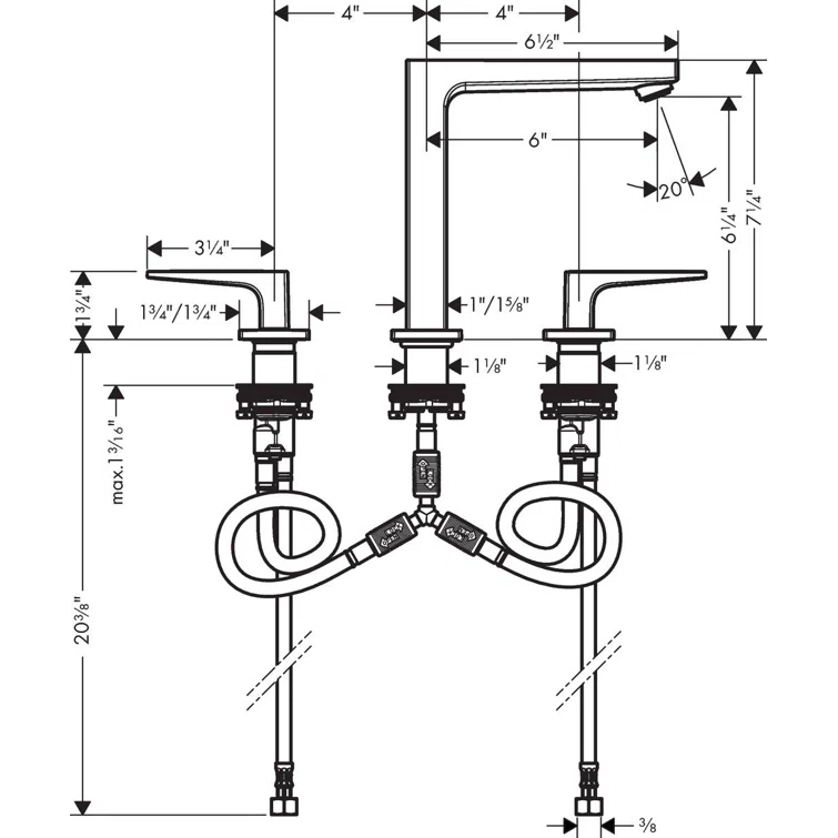 Metropol Low Flow Water Saving Widespread Bathroom Faucet