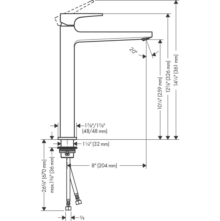 Metropol Low Flow Water Saving Single Hole Bathroom Faucet