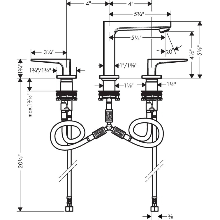 Metropol Low Flow Water Saving Widespread Bathroom Faucet