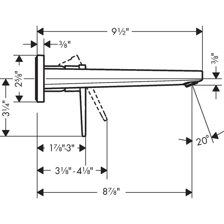 Metropol Low Flow Water Saving Wall Mounted Bathroom Faucet