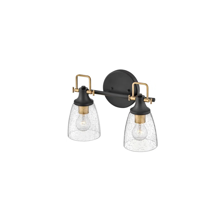 Easton Two-Light Bath Vanity Fixture w/ Clear Seedy Glass Shades