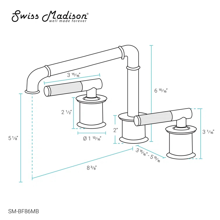 Avallon 8 in. Widespread, Sleek Handle, Bathroom Faucet