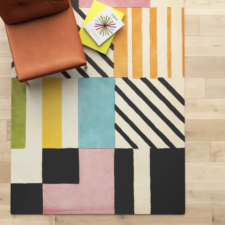 Tripoli Wool Ivory/Black/Pink Rug
