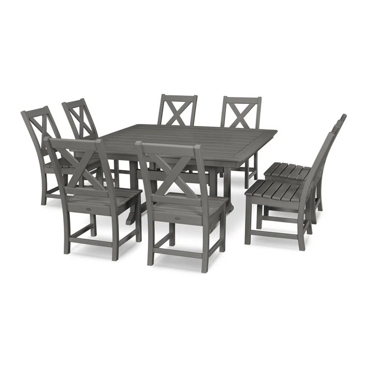 Braxton 9-Piece Nautical Trestle Dining Set