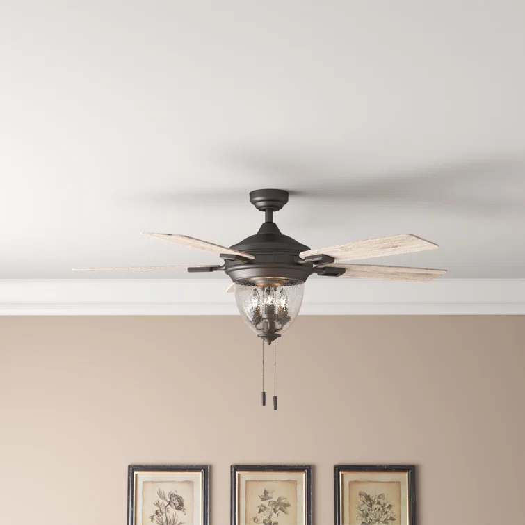 52" Glencrest 5 - Blade Standard Ceiling Fan with Pull Chain and Light Kit Included