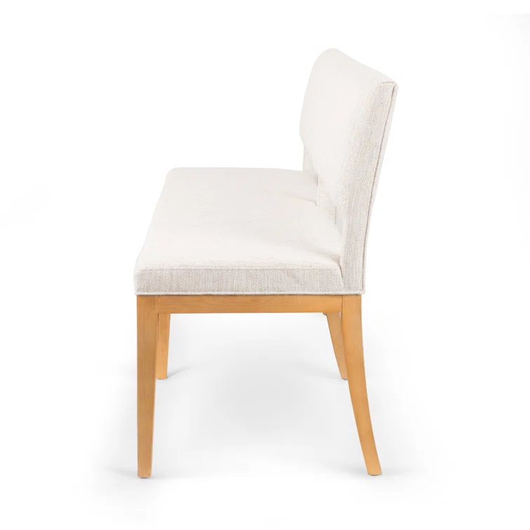 Sara 70'' Smoked Drift Oak Upholstered Dining Bench in Oatmeal