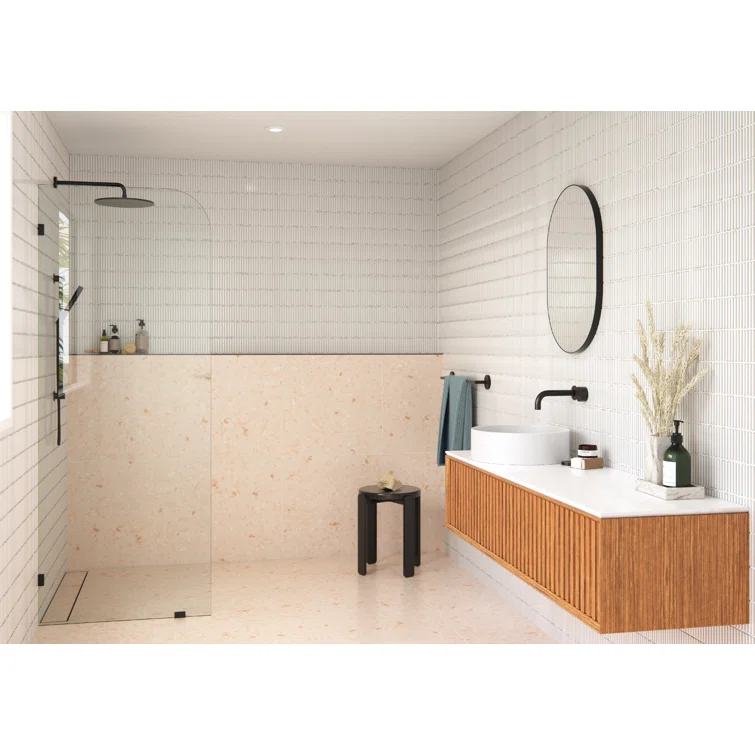 Solaris 36 in. x 78 in. Fully Frameless Radius Single Fixed Shower Panel