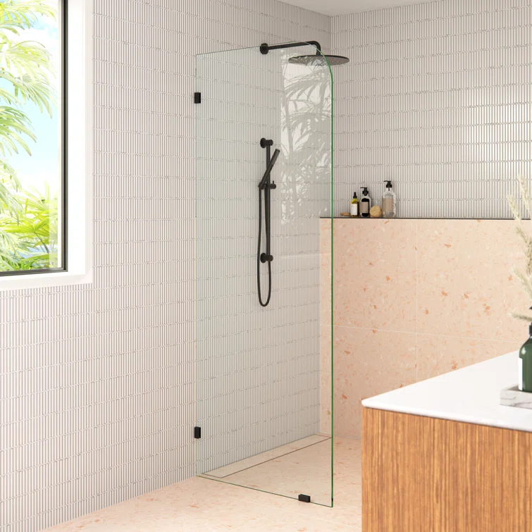 Solaris 36 in. x 78 in. Fully Frameless Radius Single Fixed Shower Panel