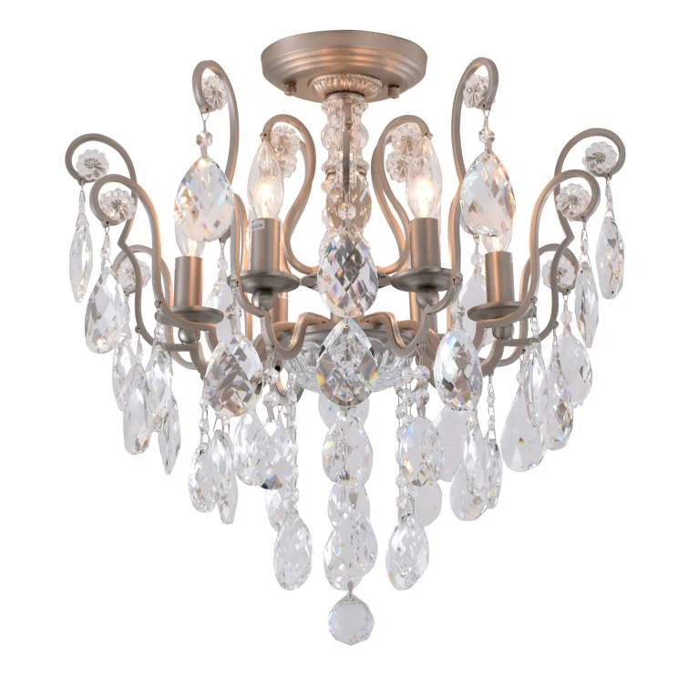 Bearnice Antique Brass 20'' Plug-In Candle Chandelier with Clear Crystals