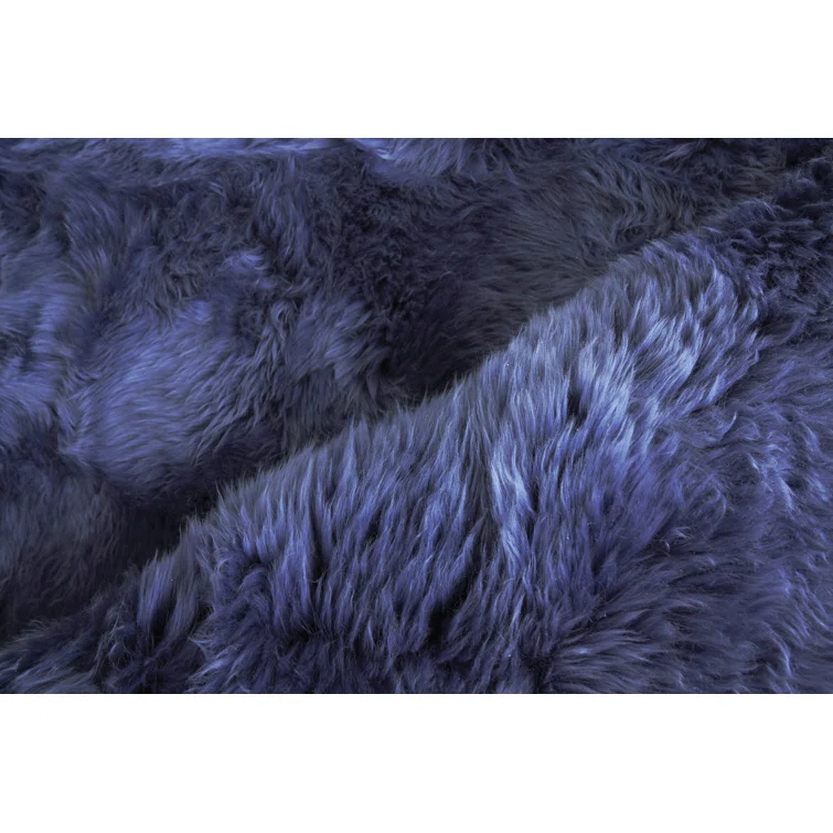 Handmade Sheepskin Blue Area Rug