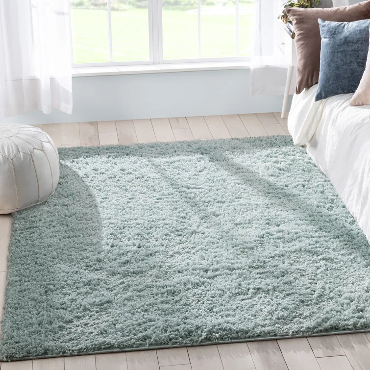 Papastamelos Basics Emerson Plain Textured Seafoam Green Shag Area Rug