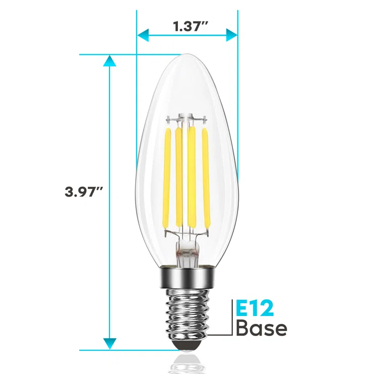 7 Watt (100 Watt Equivalent), B11 LED, Dimmable Candle Light Bulb, E12/Candelabra Base