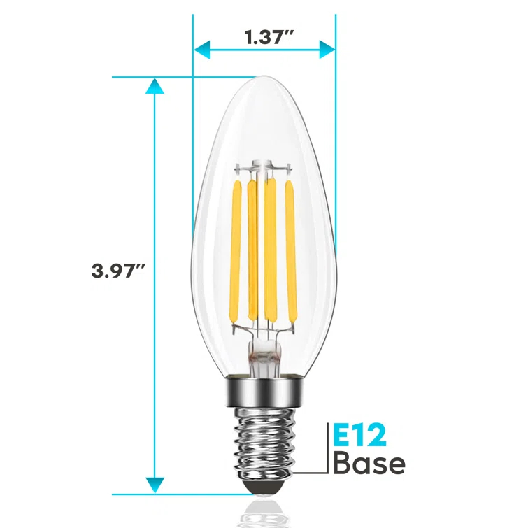 7 Watt (100 Watt Equivalent), B11 LED, Dimmable, Natural White (3500K), E12/Candelabra Base