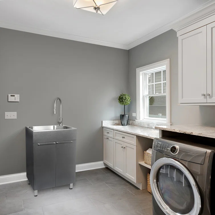 All-In-One 22" L x 18" W Free Standing Compact Laundry Sink with Faucet
