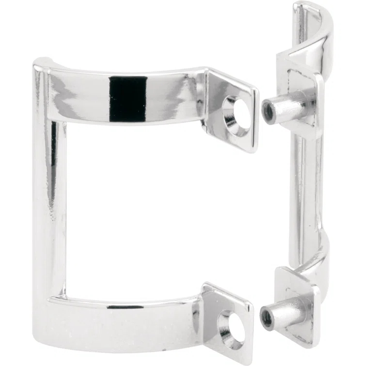 Diecast Shower Door Handle Set for Shower Doors or Tub Enclosure, 2 Hole Center, Chrome (1 Set)