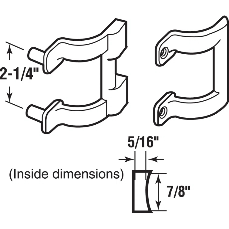 Diecast Shower Door Handle Set for Shower Doors or Tub Enclosure, 2 Hole Center, Chrome (1 Set)