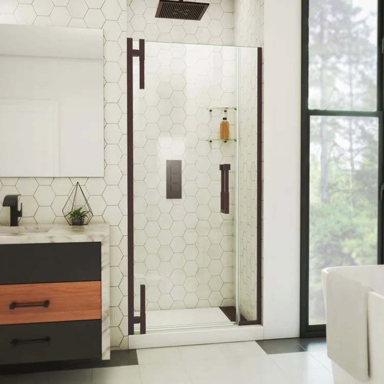 DreamLine Ascend 36-37 in. W x 72 in. H Frameless Pivot Shower Door