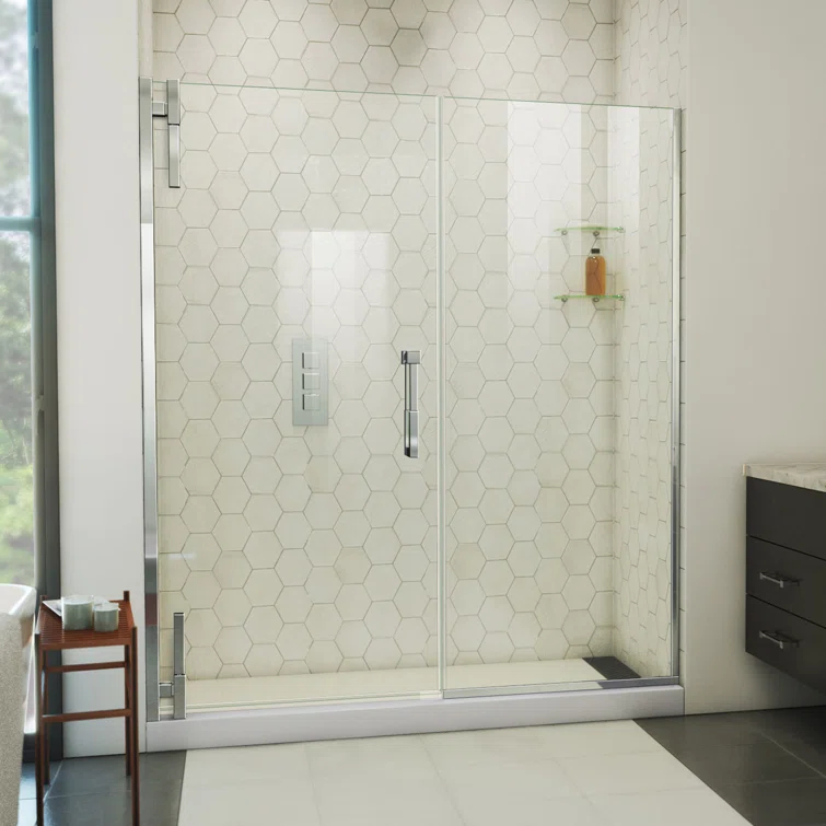 DreamLine Ascend 64-65 in. W x 72 in. H Frameless Pivot Shower Door