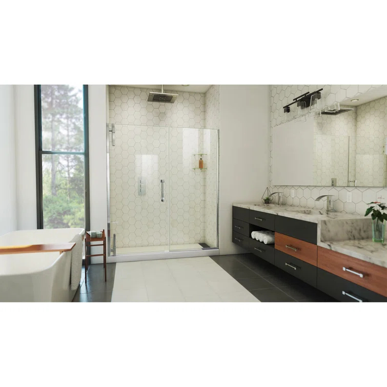 DreamLine Ascend 64-65 in. W x 72 in. H Frameless Pivot Shower Door