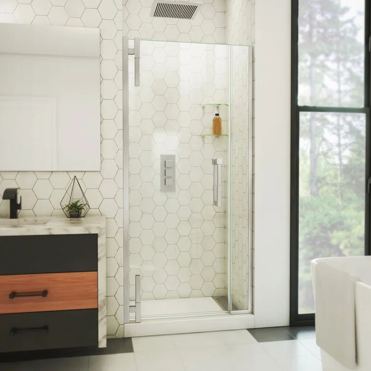 DreamLine Ascend 36-37 in. W x 72 in. H Frameless Pivot Shower Door