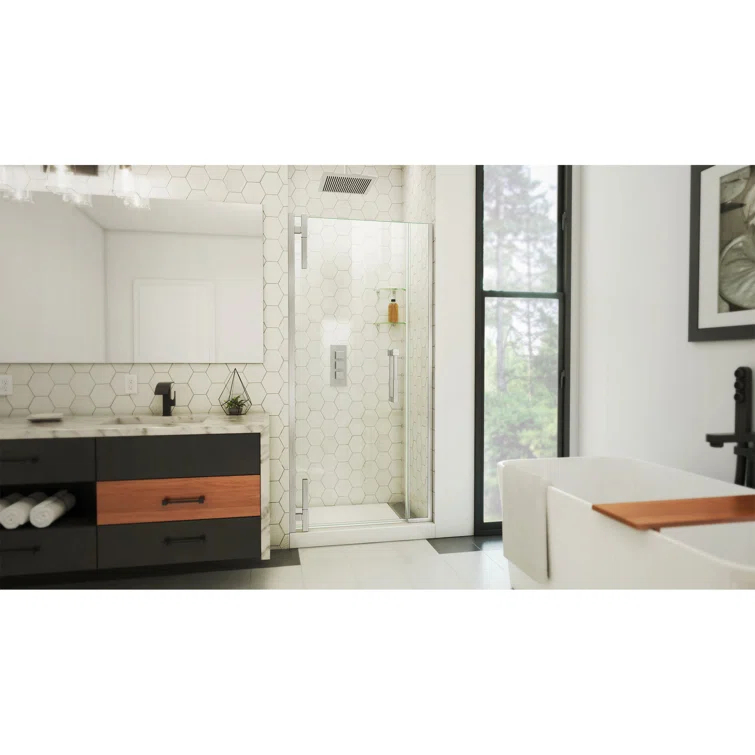 DreamLine Ascend 36-37 in. W x 72 in. H Frameless Pivot Shower Door