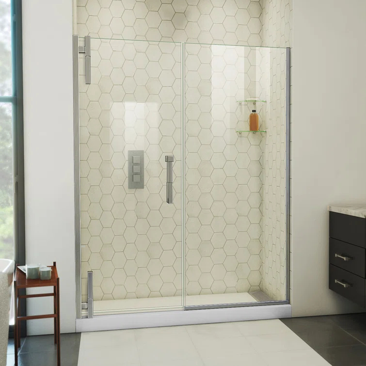 DreamLine Ascend 56-57 in. W x 72 in. H Frameless Pivot Shower Door