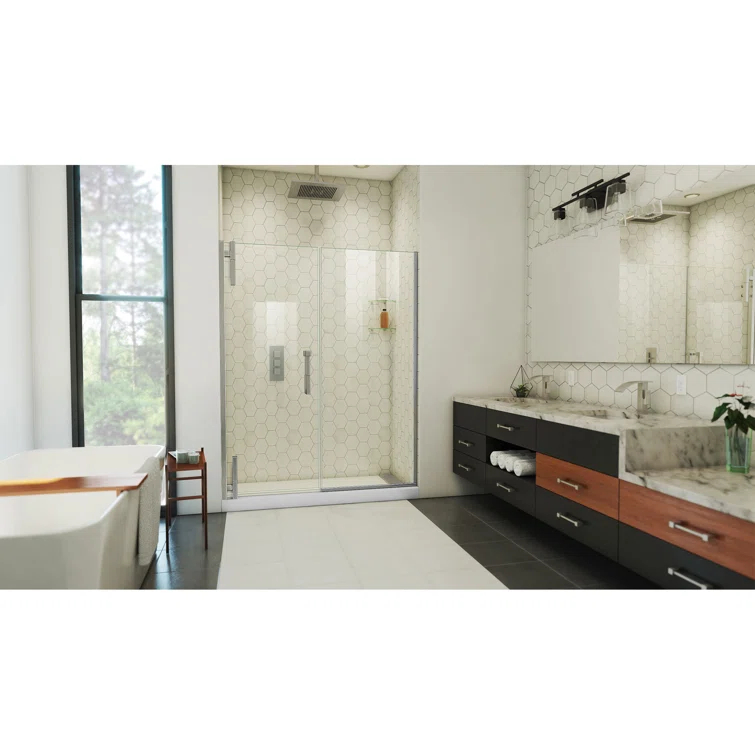 DreamLine Ascend 56-57 in. W x 72 in. H Frameless Pivot Shower Door