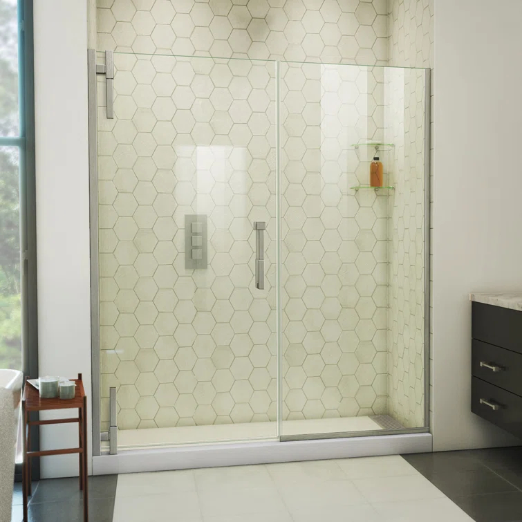 DreamLine Ascend 64-65 in. W x 72 in. H Frameless Pivot Shower Door