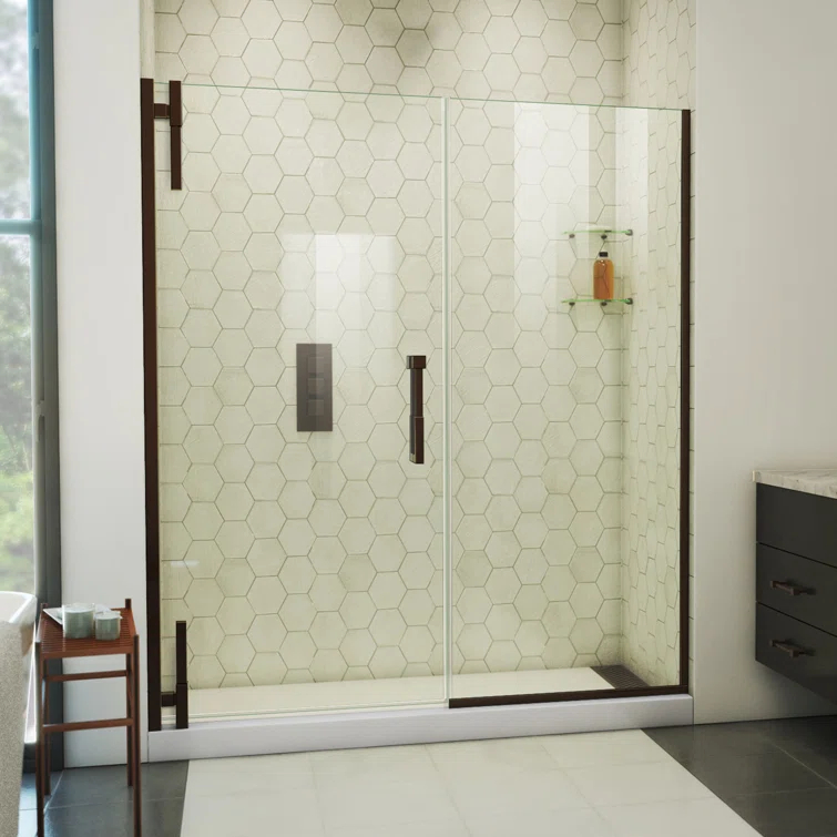 DreamLine Ascend 64-65 in. W x 72 in. H Frameless Pivot Shower Door