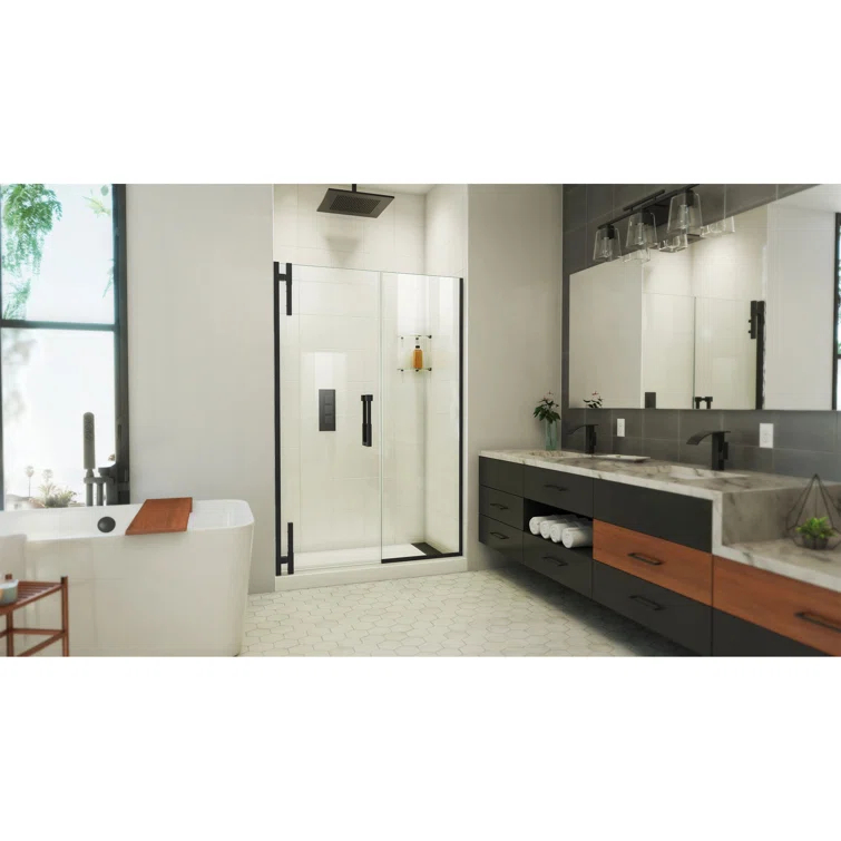 DreamLine Ascend 56-57 in. W x 72 in. H Frameless Pivot Shower Door