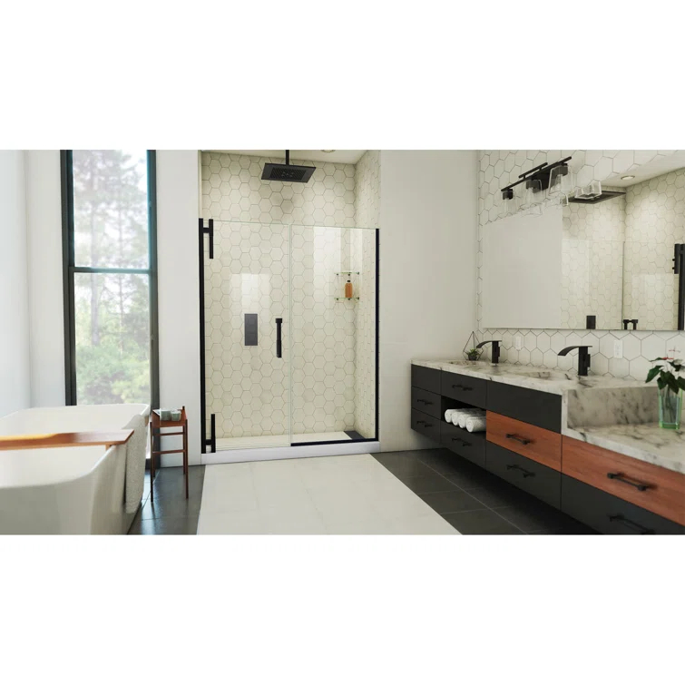 DreamLine Ascend 56-57 in. W x 72 in. H Frameless Pivot Shower Door