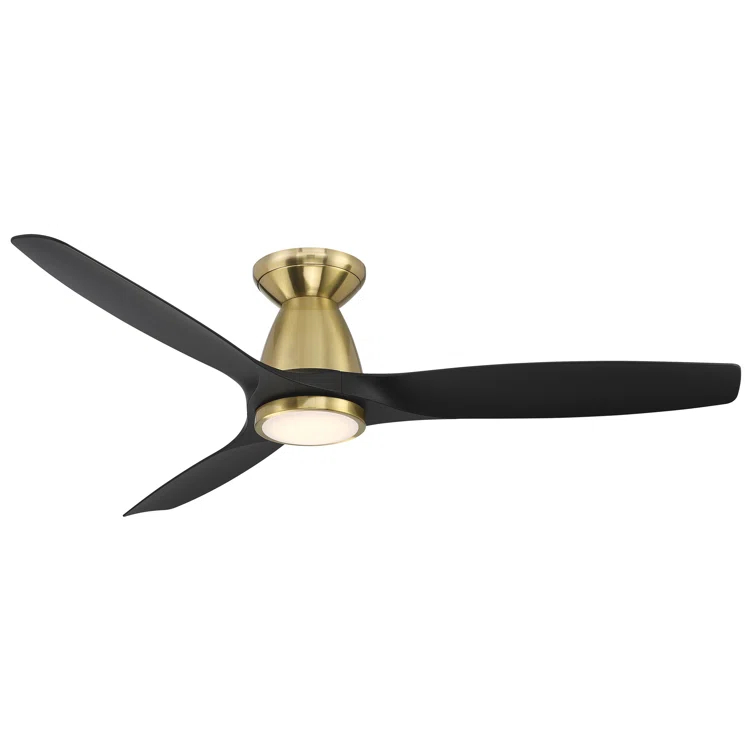 Skylark 54" 3 - Blade Outdoor LED Smart Flush Mount Ceiling Fan with Remote Control and Light Kit Included