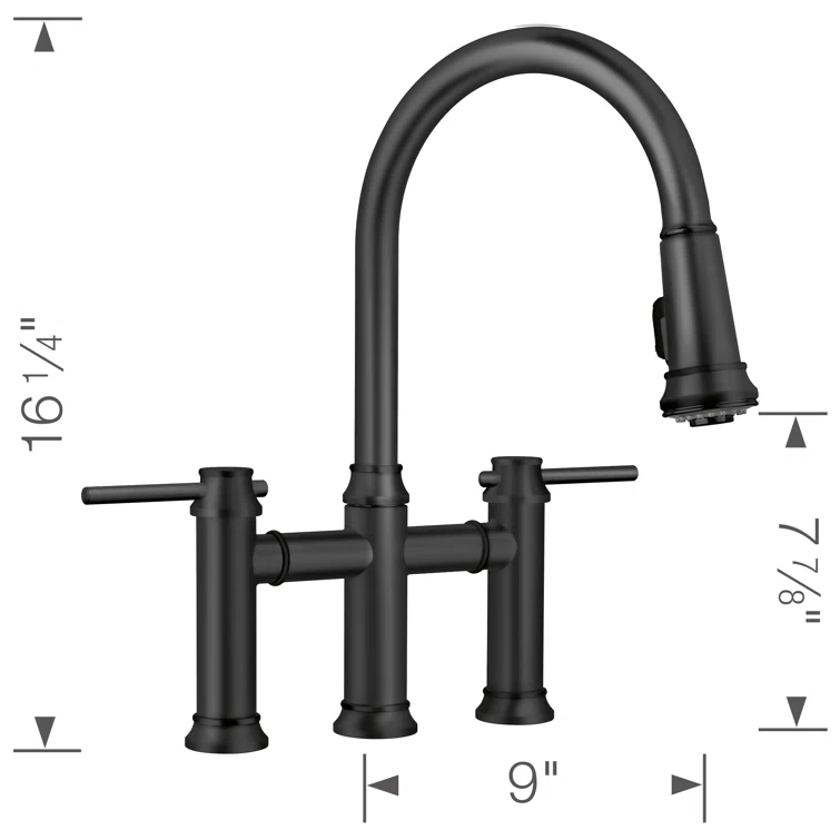 Empressa Pull Down Dual Spray Bridge Faucet