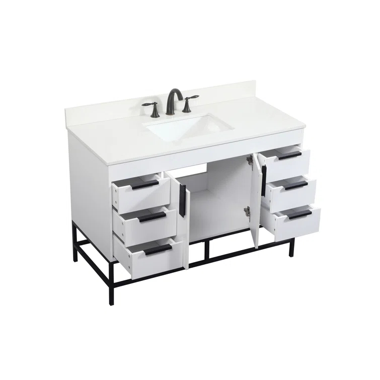 Alizabeth 48'' Single Bathroom Vanity with Engineered Marble Top