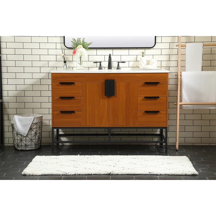 Eugene 48'' Single Bathroom Vanity with Engineered Marble Top