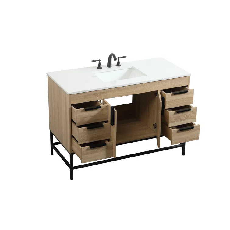 Corley 48'' Single Bathroom Vanity with Engineered Marble Top