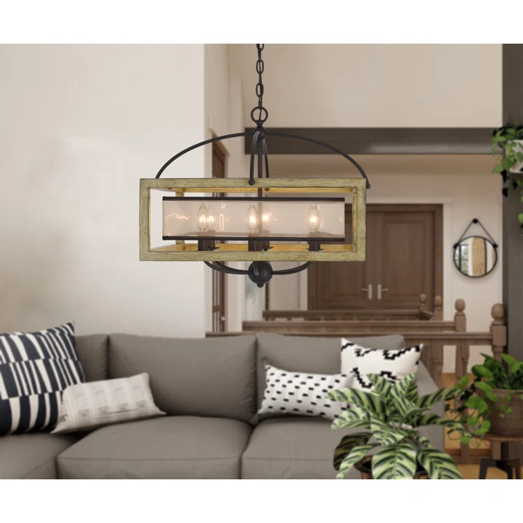 6 - Light Dimmable Lantern Square / Rectangle Chandelier